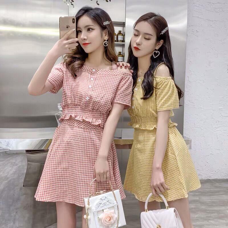 Jumpsuit  Nữ Caro Xóe Thời Trang  Mới Pk J59
