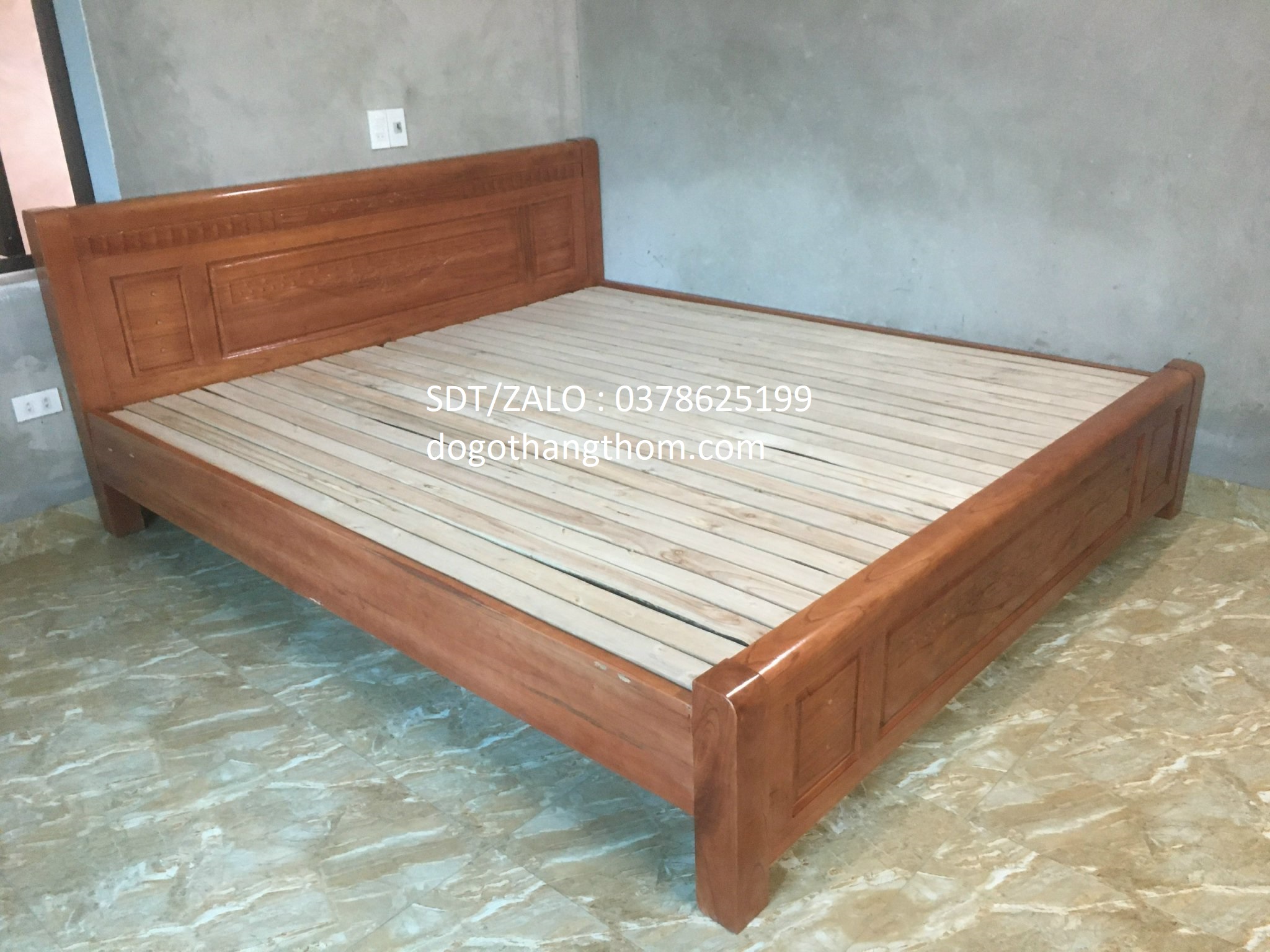 giường ngủ gỗ xoan đào phòng ngủ