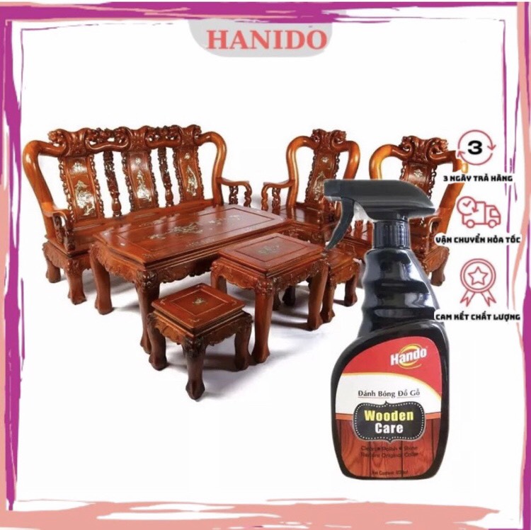 [ĐÁNH BÓNG ĐỒ GỖ] Chai xịt làm sạch và đánh bóng đồ gỗ Hando 600ml