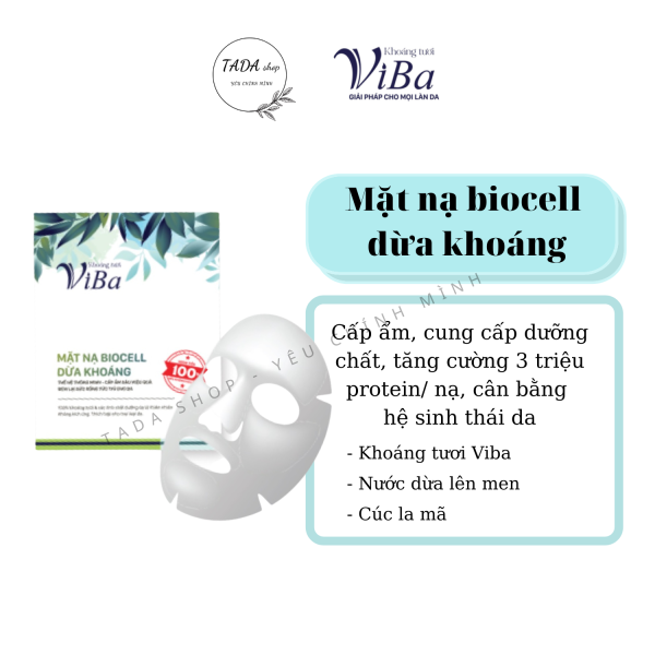 Mặt nạ dừa Biocell VIBA dưỡng ẩm, dưỡng da, cấp ẩm, giảm mụn, giúp sáng da - TADA shop nhập khẩu