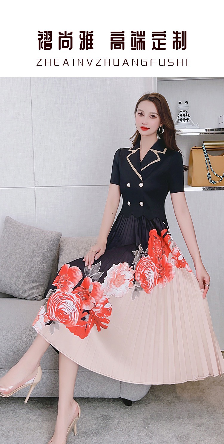 Hàng Nhập Đầm Nữ Phối Màu Dập Ly Cao Cấp