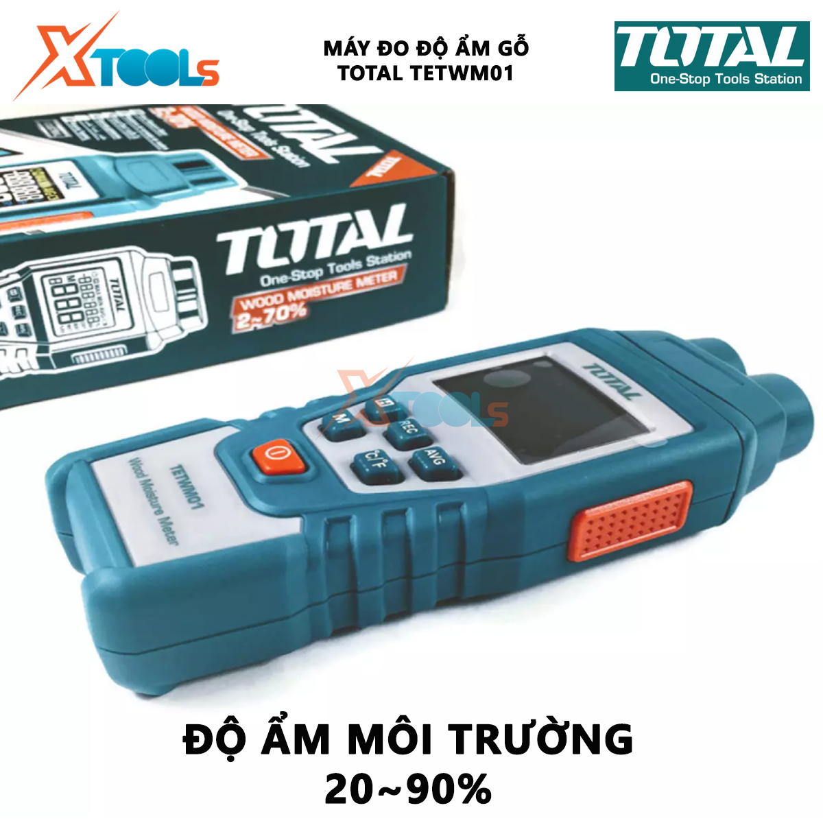 Máy đo độ ẩm gỗ TOTAL TETWM01 | thiết bị kiểm tra độ ẩm Phạm vi đo độ ẩm 2 ~ 70%, Thời gian đáp ứng＜ 1 giây, dùng pin AA đo độ ẩm, hàm lượng nước trong gỗ [CHÍNH HÃNG][XTOOLs]