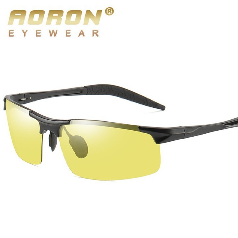 Giá bán Kính nam, Mắt kính Nam đổi màu đi ngày đêm chính hãng Aoron A3043, gọng nhôm meggie siêu nhẹ, mắt phân cực chống UV 400, kính mắt nam nữ