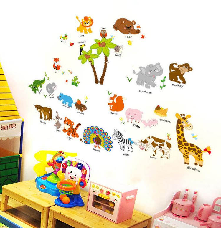 Decal dán tường Vườn thú tiếng anh số 3- T73-kiddecals
