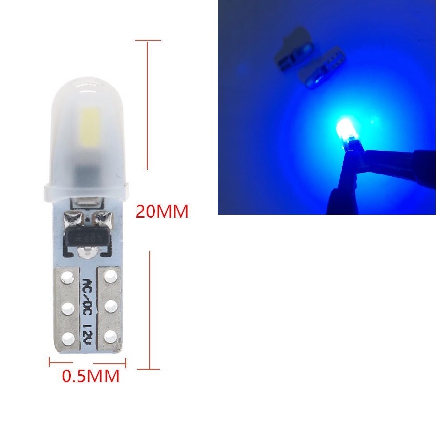 Bóng Led Gắn Mặt Đồng Hồ Ô Tô, Xi Nhan, Demi Xe Máy, Xe Đạp Điện Chân T5 - 1SMD COB Silicone