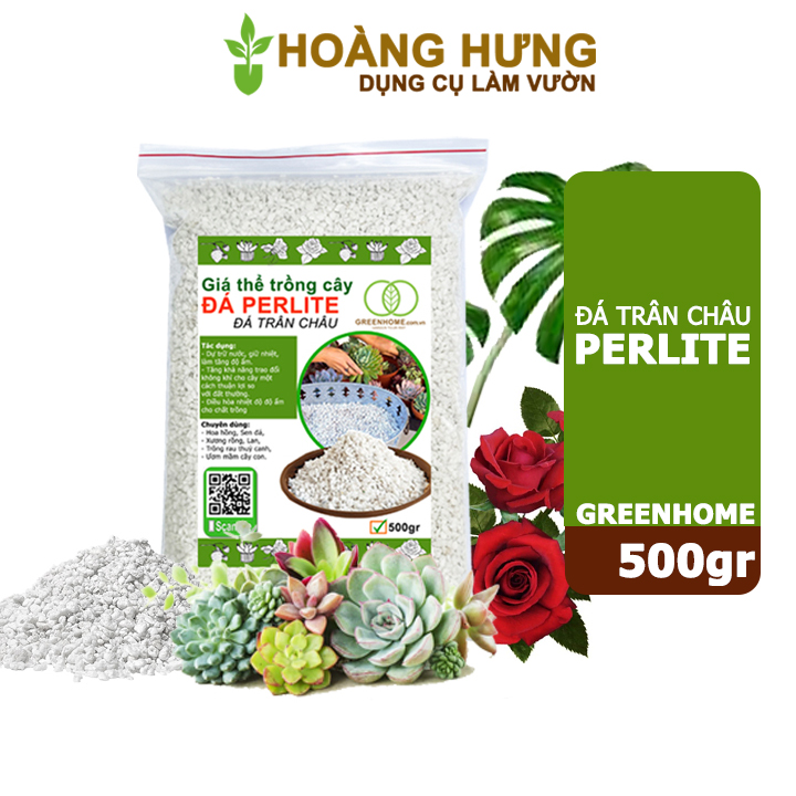 Đá Perlite, bao 500gr, đá trân châu trồng hồng, sen đá, thuỷ canh giàu khoáng chất, tăng độ tơi xốp trong đất