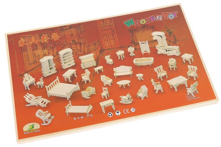 Đồ chơi lắp ráp gỗ 3d mô hình vật dụng nhà cửa wooden toy