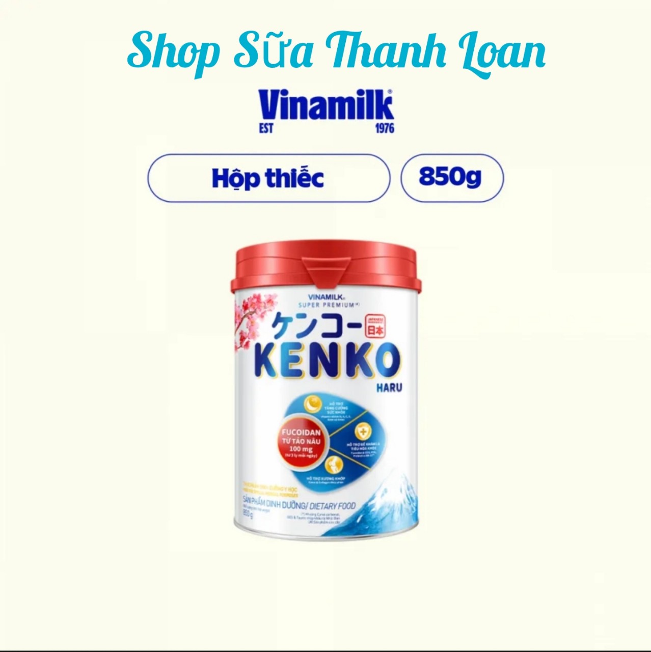 (HSD T10-2025) SỮA BỘT VINAMILK KENKO HARU - HỘP 850G.