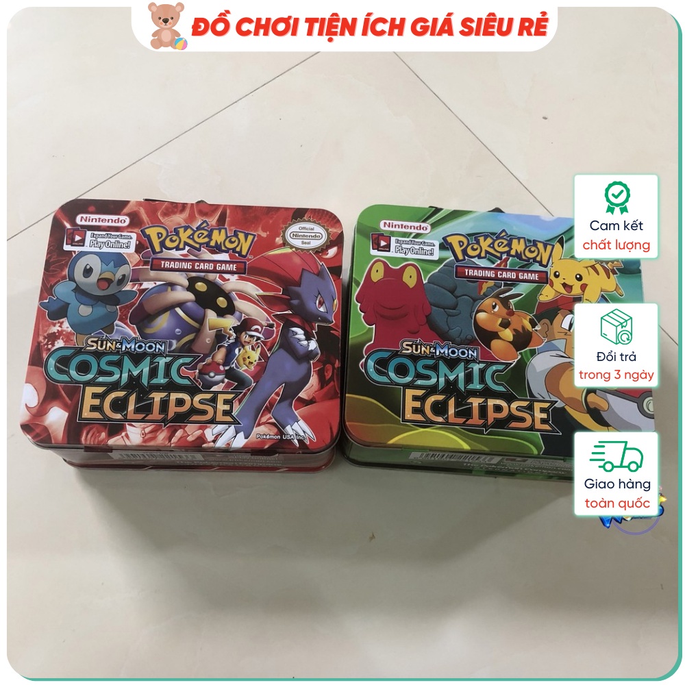 Bộ bài Pokemon [ CỰC HOT ] Bộ bài hộp sắt 40 lá cao cấp, hình ảnh sinh động, tặng kèm thẻ tráng nhũ