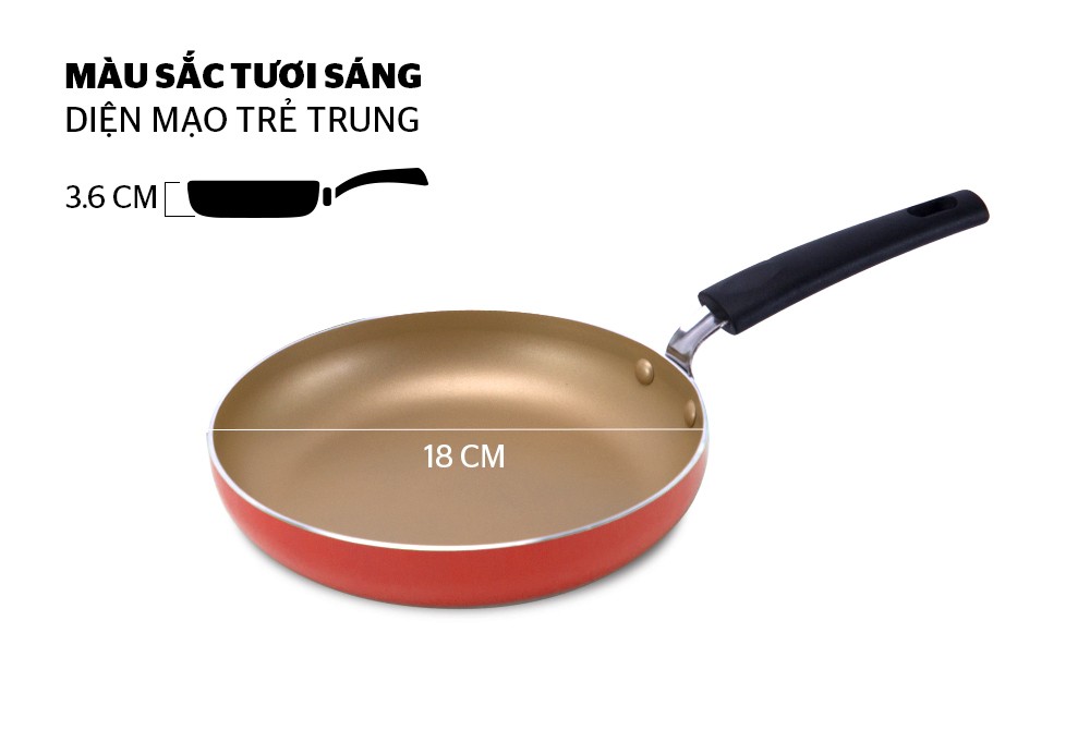 Chảo Trơn Màu Sunhouse CT18C