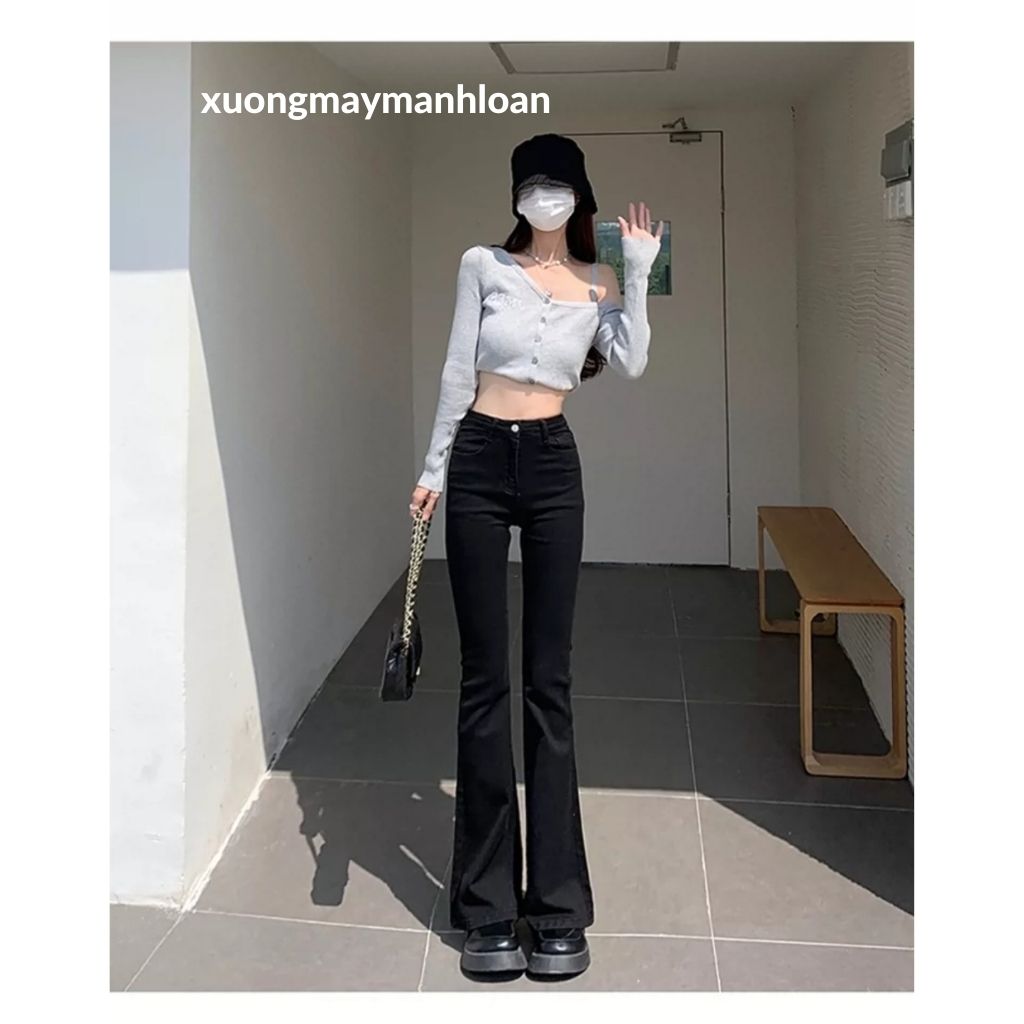 Quần Jean Nữ Ống Loe Cạp Cao