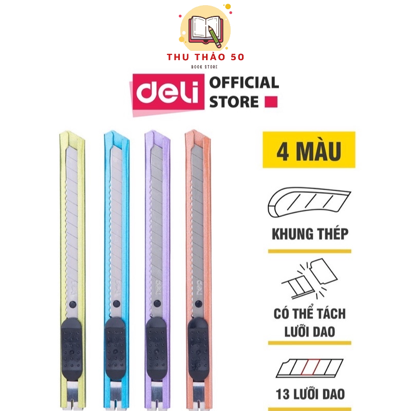 Dao rọc giấy deli vỏ sắt màu 2066.