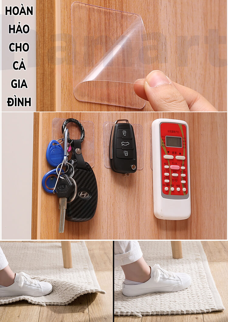 Băng Keo 2 Mặt Siêu Dính Acrylic 2 Lớp Keo Dày 1.5mm Miếng Dán 2 Mặt 3M Dính Tường Treo Đồ Đa Năng