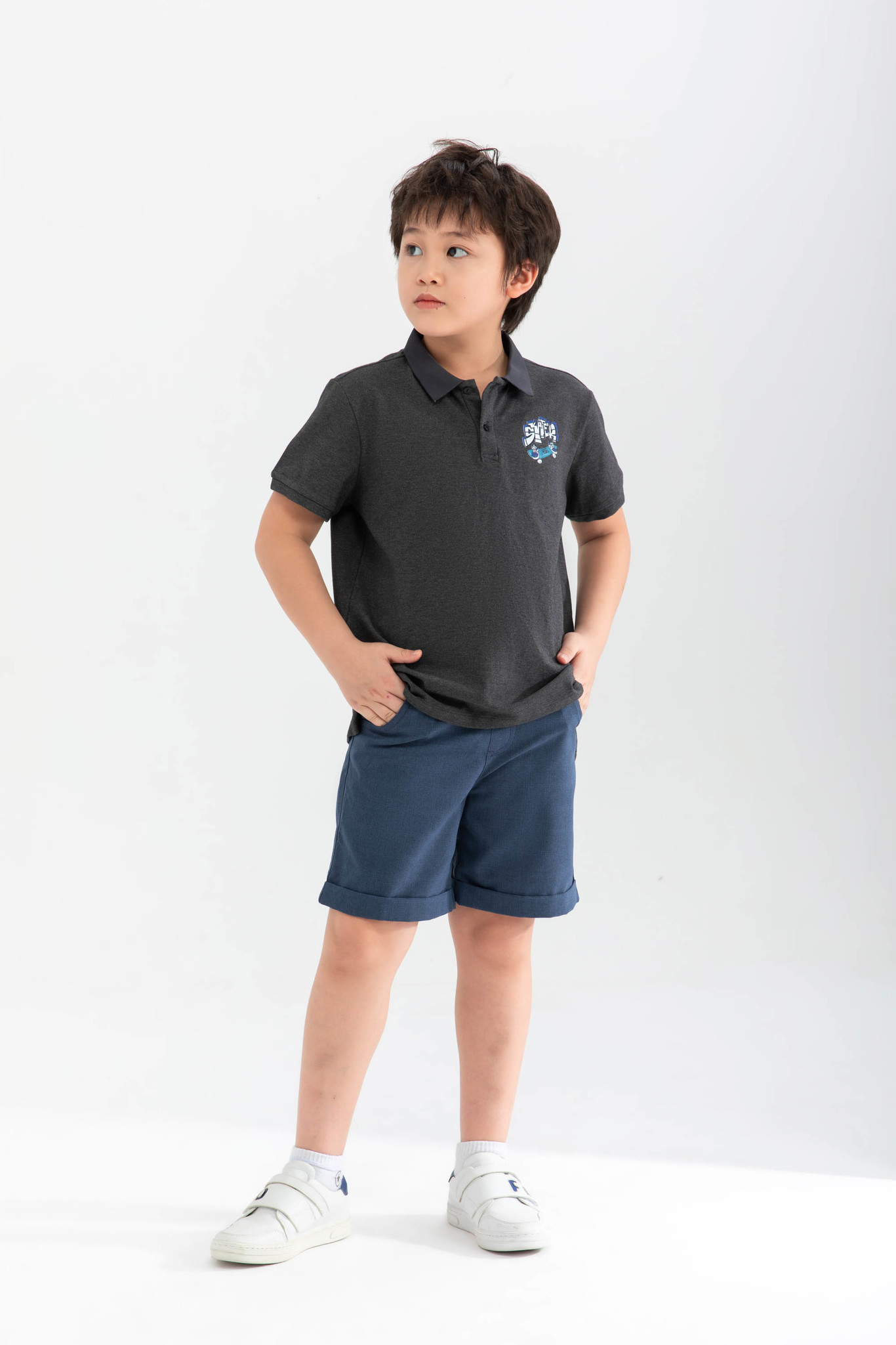 Áo thun cổ đức họa tiết hoạt hình bé trai ivy moda ms 57k1249
