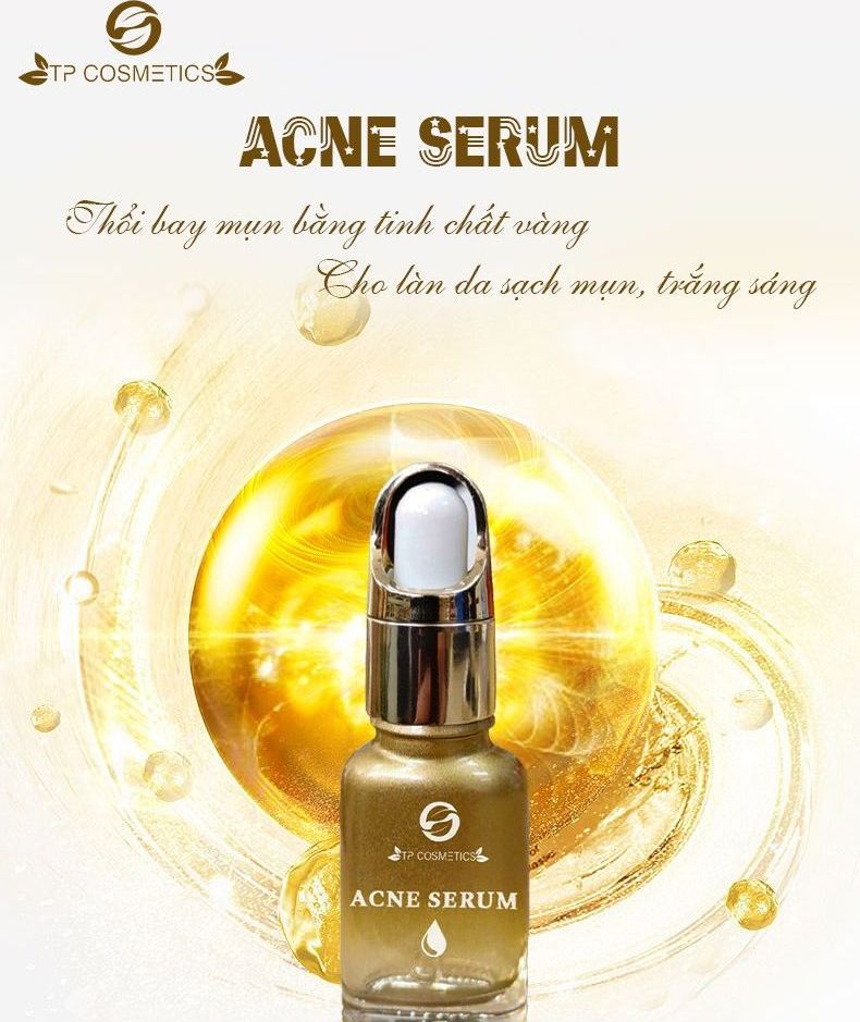 💖Tặng 4 nạ ngủ xịn💖 Serum vàng 24k cho da mụn ACNE SERUM TPCOS - Tinh chất vàng da mụn, dứt điểm mụn, căng bóng, mềm mịn da