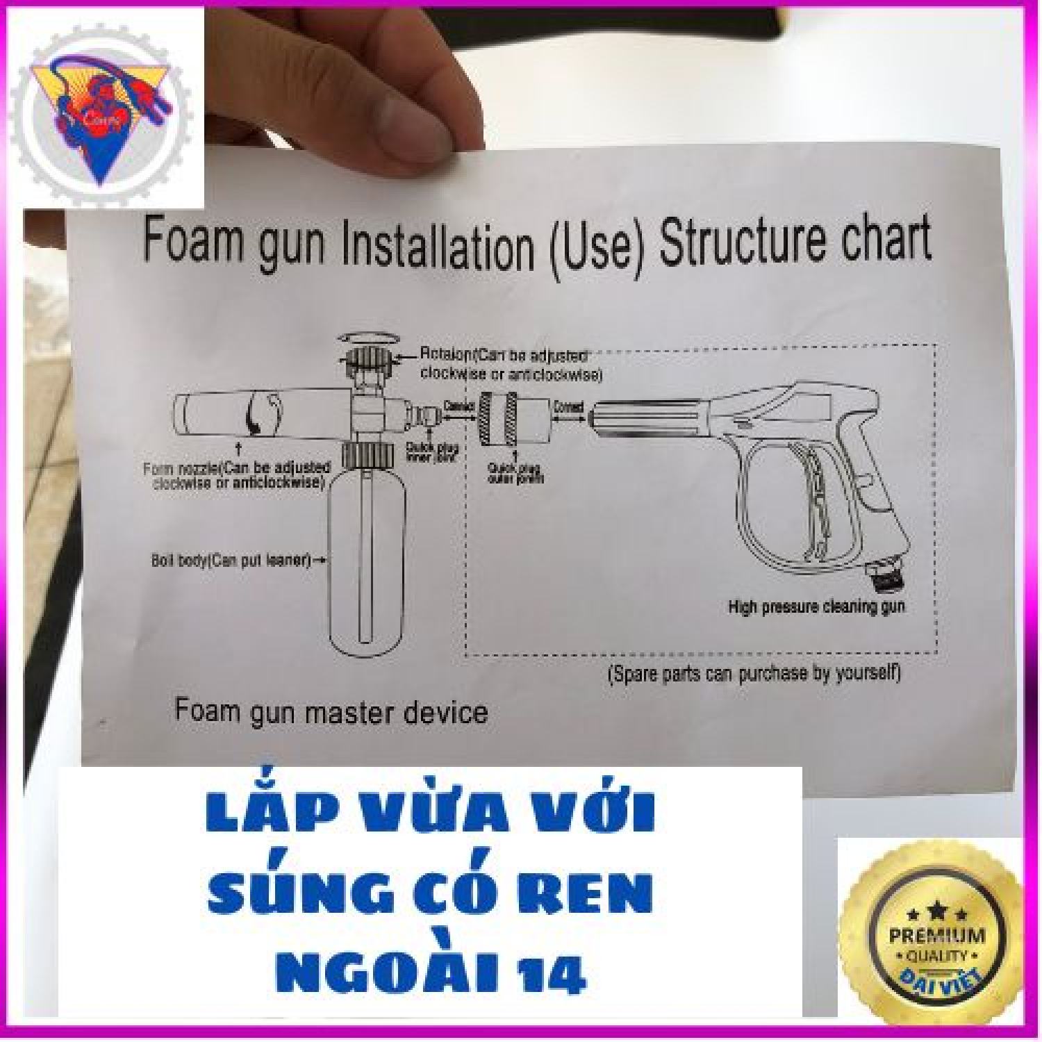 Bình phun tạo bọt tuyết gắn máy xịt rửa xe