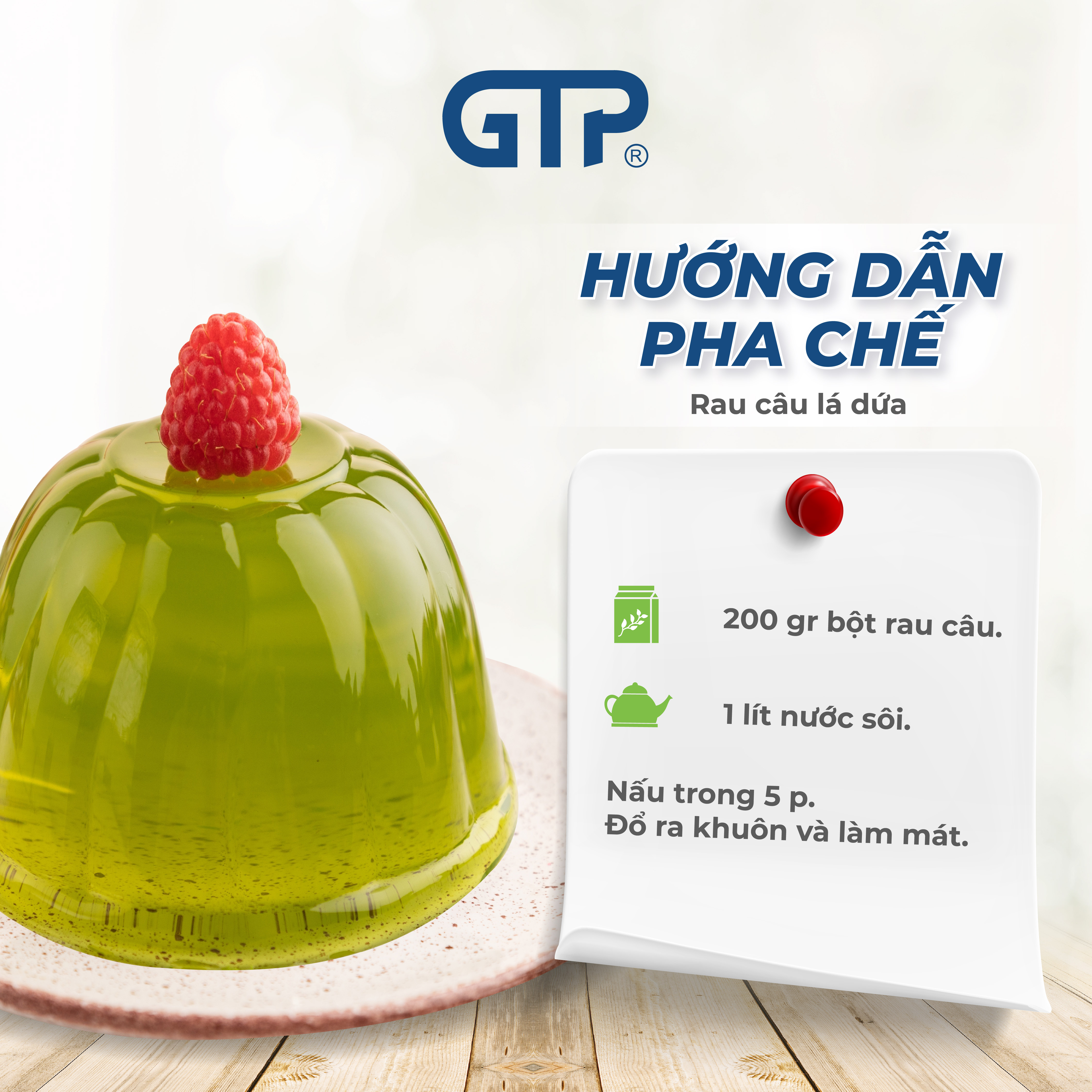 Bột Rau Câu hương Lá Dứa GTP (200g/gói)