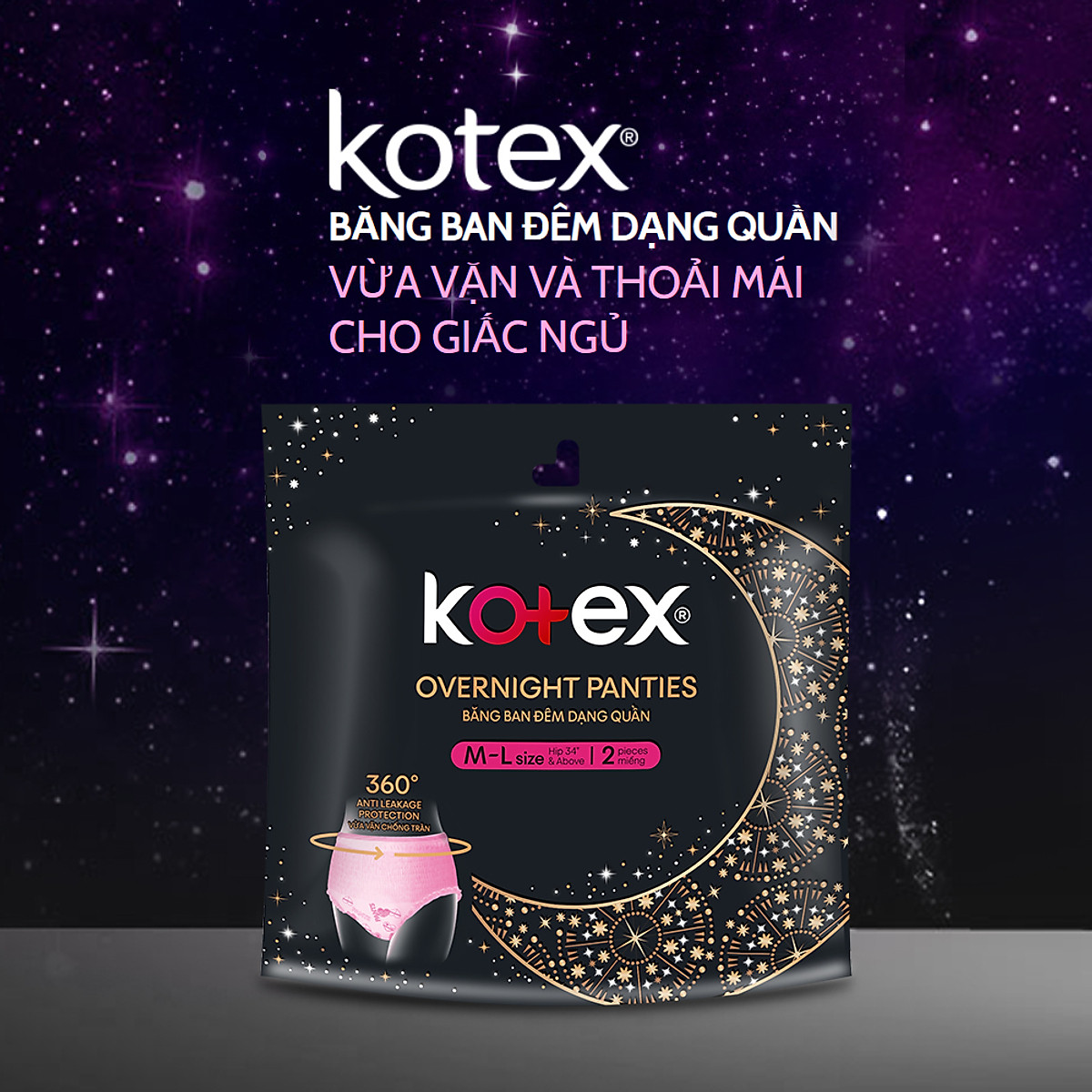 BĂNG VỆ SINH DẠNG QUẦN KOTEX M-L 2 MIẾNG