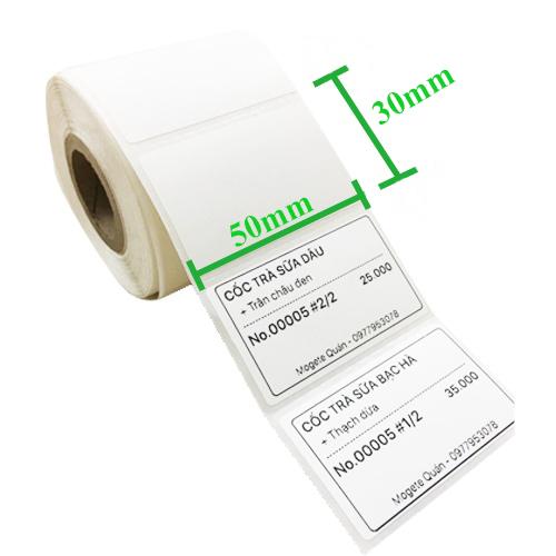 [HCM]Cuộn Giấy in tem Trà Sữa 50x30mm - 4 cuộn