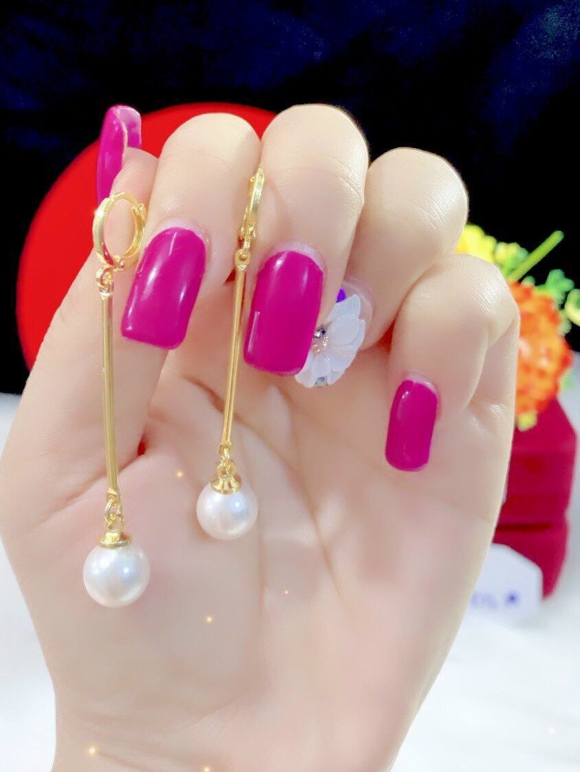 Đôi Bông Tai Nữ Mạ Vàng 18K Ngọc Trai Nhân Tạo Chuôi Dài 0501210 - Đi Tiệc Rất Sang - Mang Đi Chơi, Đi Tiệc Rất Sang - Bông tai nữ, Bông tai mạ vàng, bông tai đẹp