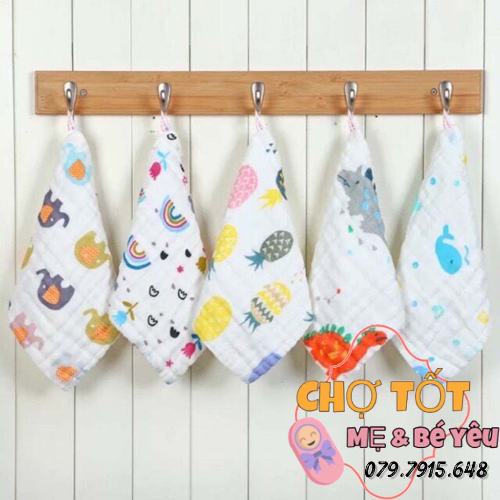 Khăn sữa cho bé, khăn sữa sợi tre 6 lớp aden nhăn siêu mềm thấm hút