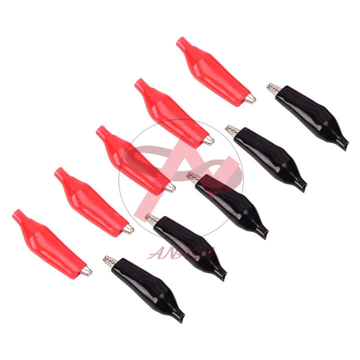 Bộ 10 Kẹp Cá Sấu Mini Bền Chắc 2.6Cm ( 5 Cặp Đỏ- Đen )