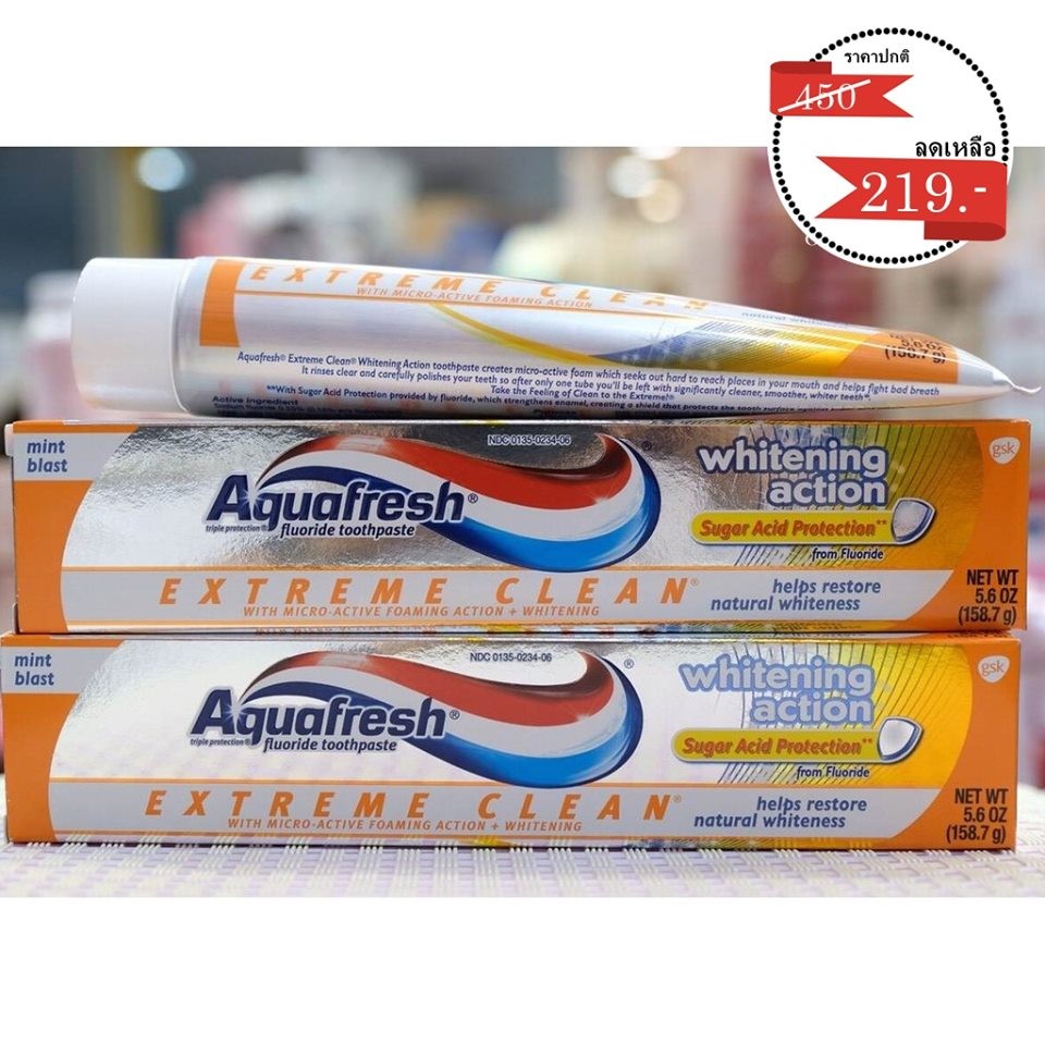 Kem đánh răng Aquafresh Extreme Clean Whitening Action Mint Blast 158.7g nhập khẩu - 4421, sản phẩm tốt, chất lượng cao, inbox shop để được tư vấn rõ hơn