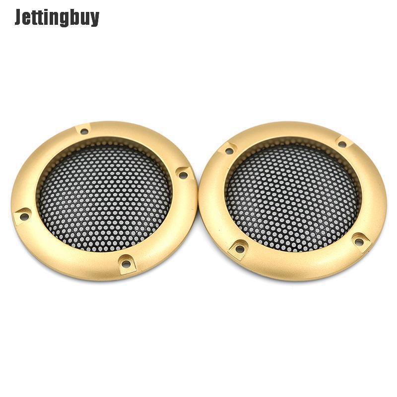 Jettingbuy 2pcs 2 inch Audio speaker cover decorative circle metal mesh grille Gold