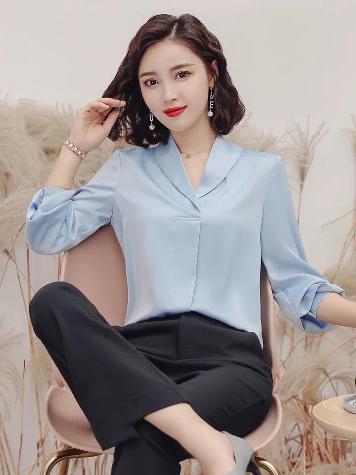 (Hàng có sẵn) Áo kiểu nữ công sở cổ bẻ - HÀNG CAO CẤP