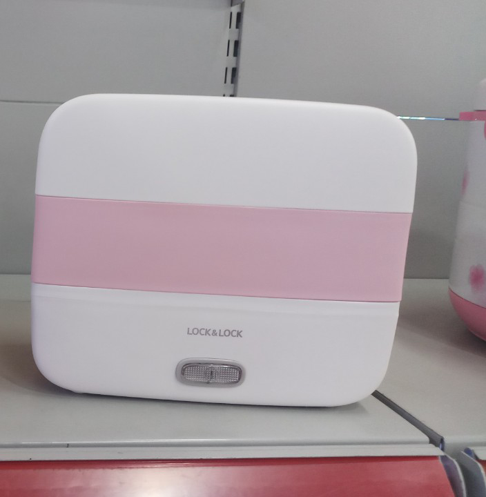 Hộp cơm điện Lock&Lock có 4 hộp inox đựng cơm canh, 2 ngăn chứa ,sử dụng cắm điện hâm cơm văn phòng tiện lợi , dung tích 1.7L EJR236WHT