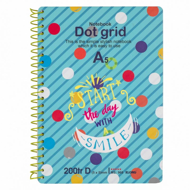 Sổ lò xo đơn ruột chấm Dot Grid A5 - 200 trang; MS 968
