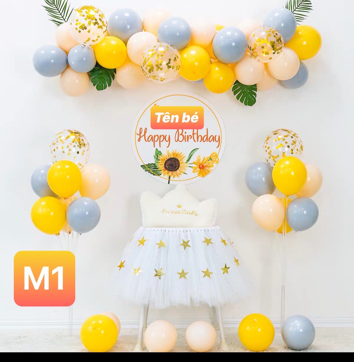 (Kèm 2 trụ bóng) set trang trí sinh nhật kèm backdrop đẹp