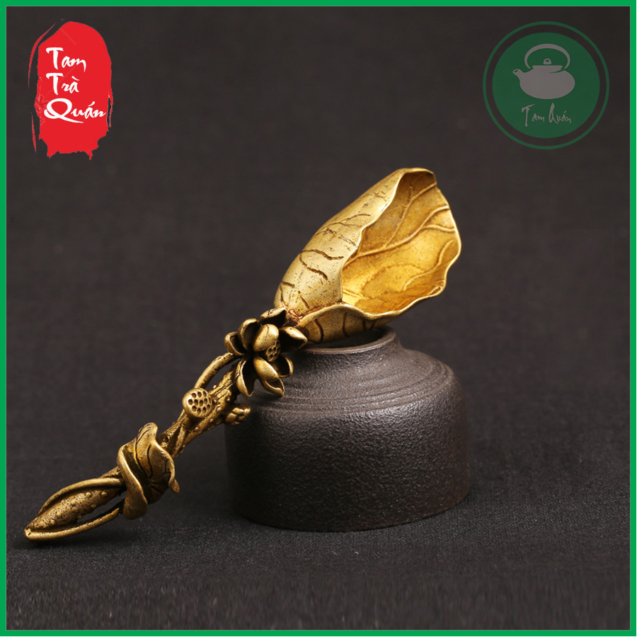 Xúc trà đồng hoa sen ( đồng thau )