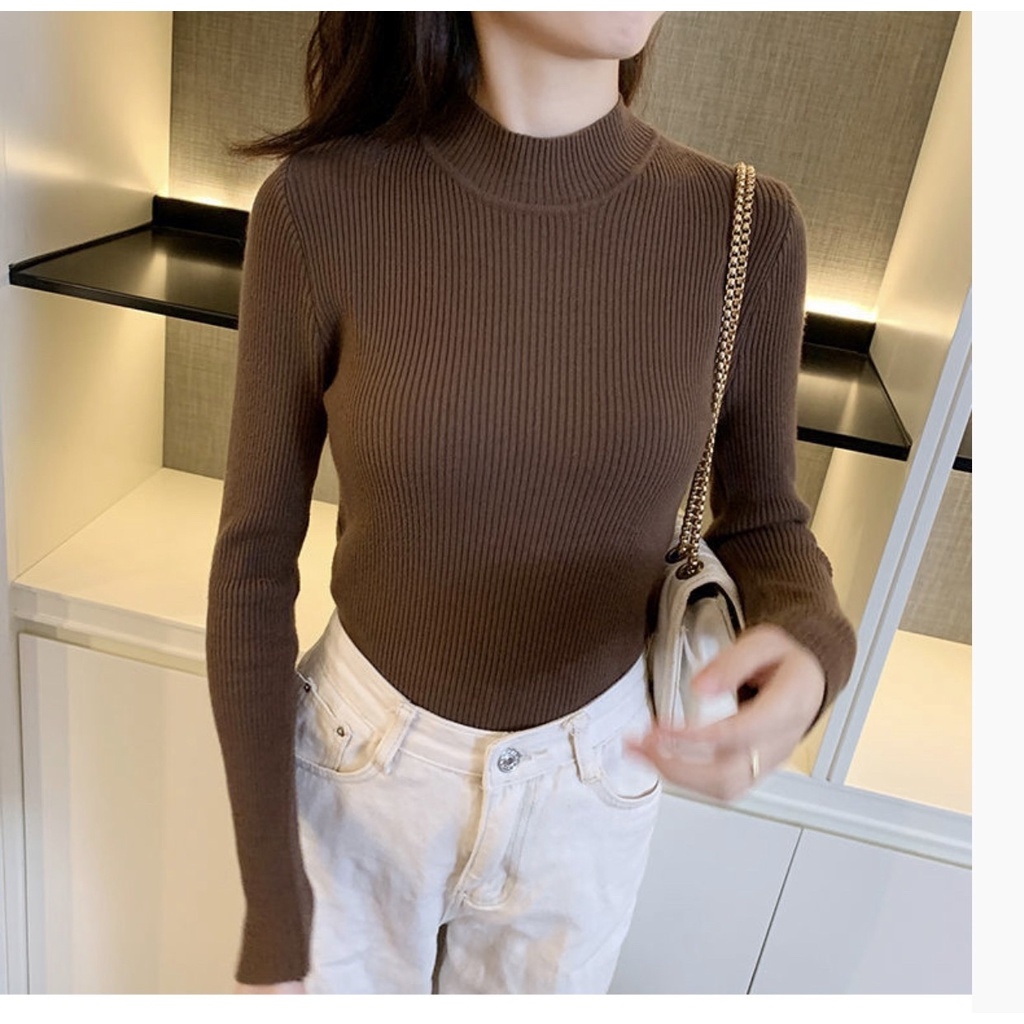 Áo Len Nữ Áo Len Cổ 3cm Chất Len Mềm Đẹp Co Giãn Tốt
