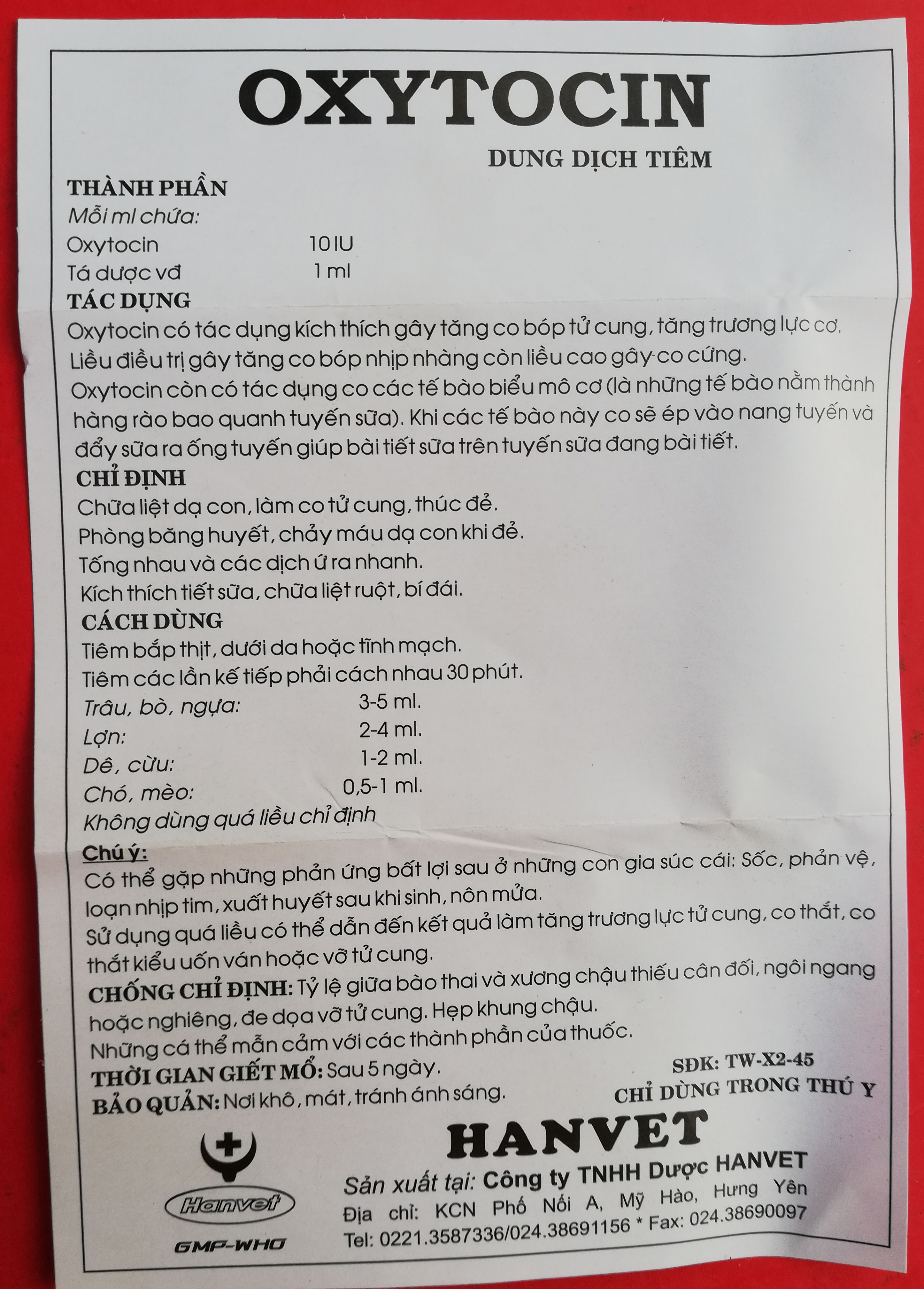 10 ống Kích đẻ OXYTOCIN 2 ml