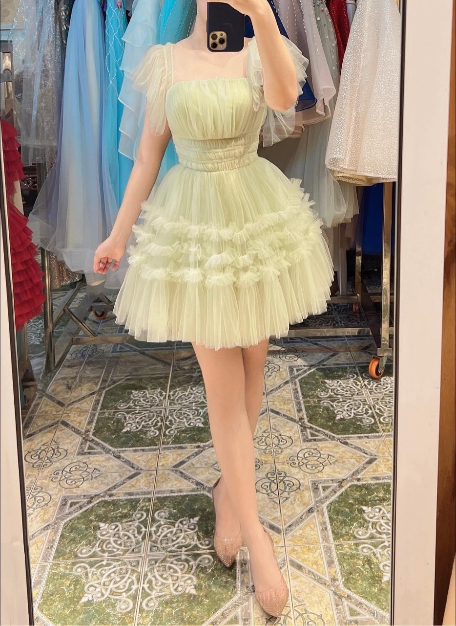 Đầm xòe dún lưới tầng tripble t dress mặc dễ thương - size free dưới 54kg - ms344v