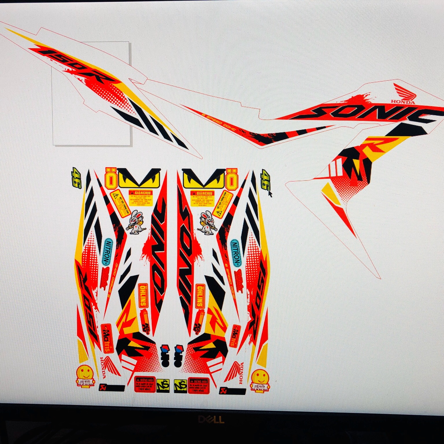 Tem rời Sonic dán xe trắng