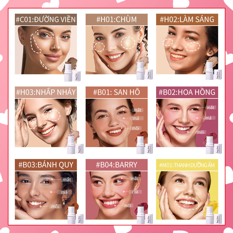 Bayfree 3 IN 1 Cosmetic Stick Blush Highlight Contour Stick Multi-function stick