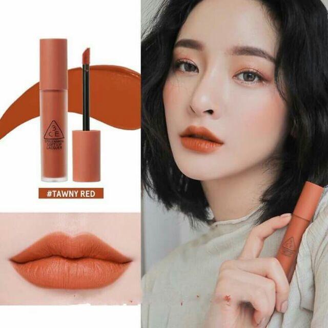 Son kem lì 3CE Soft Lip Lacquer #Tawny Red (Cam đất) CAM KẾT CHUẨN AUTH