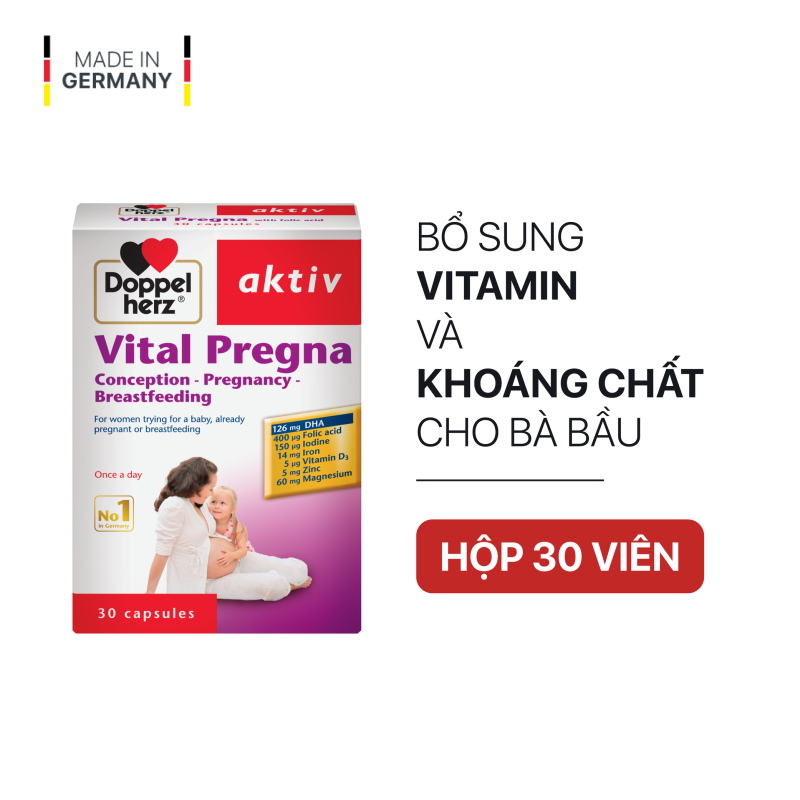 Viên uống bổ sung Vitamin và khoáng chất cho bà bầu Doppelherz Aktiv Vital Pregna (Hộp 30 viên) nhập khẩu