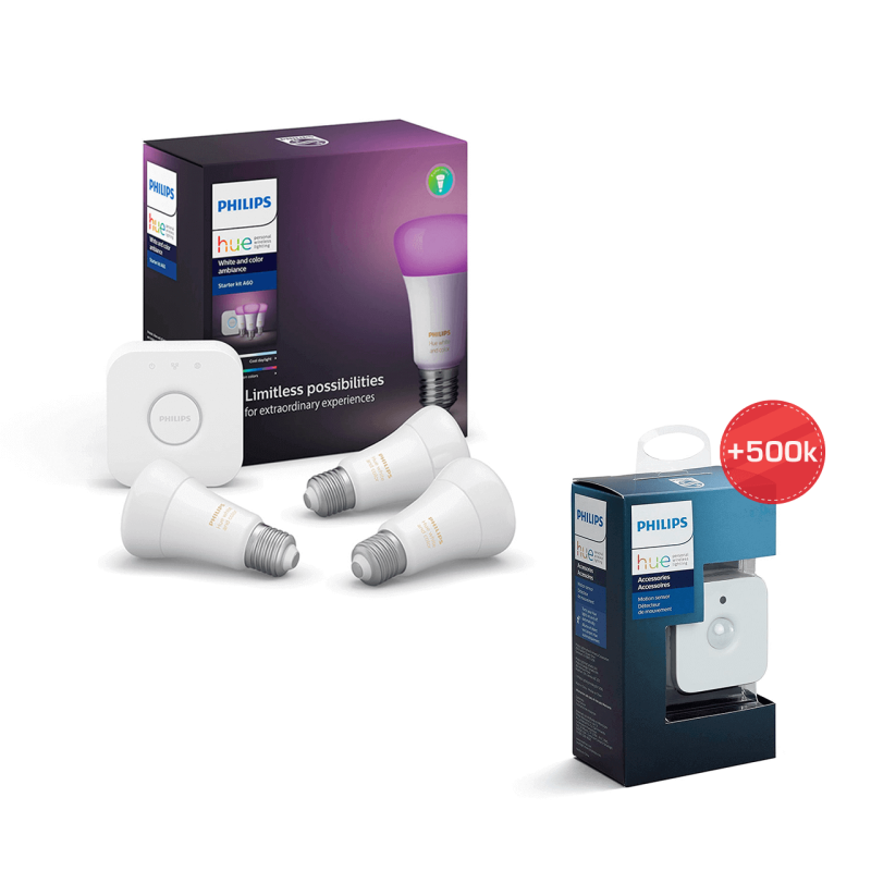 Combo Philips Hue Color Ambiance E27kèm cảm biến chuyển động Hue