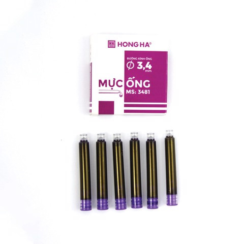 Ống mực Hồng Hà 3,4mm 3481 (Hộp 6 ống) Màu Tím