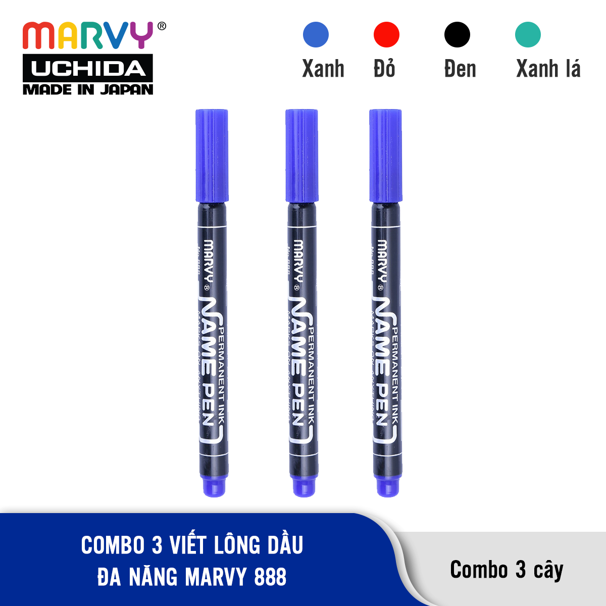 Combo 3 Viết Lông Dầu Đa Năng Marvy 888