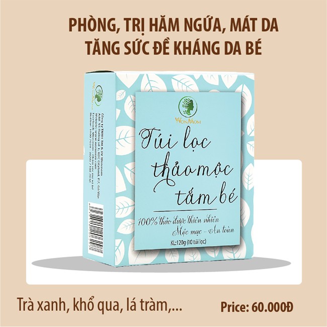 [HCM]Túi lọc thảo mộc tắm bé Wonmom 200g (10 túi lọc/10 lần tắm)