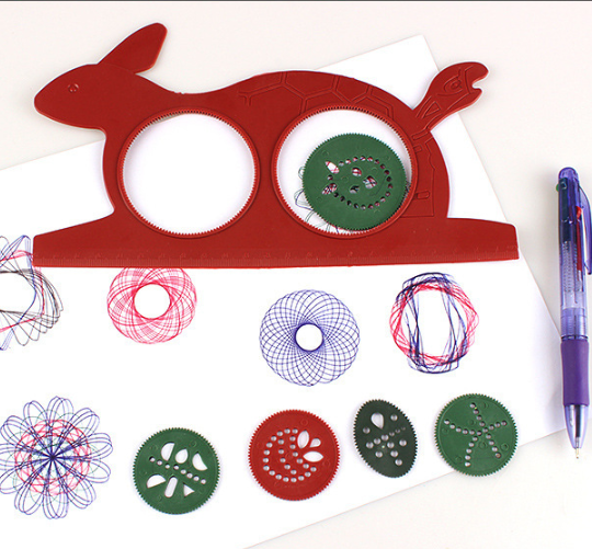 Bộ Thước Hình Thỏ Vẽ Họa Tiết Hoa Văn Sáng Tạo Spirograph Phát Triển Kỹ Năng