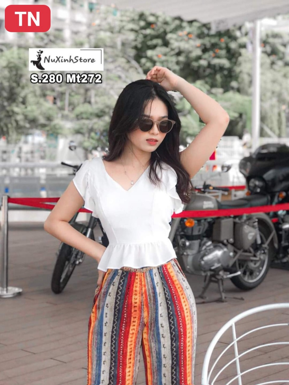 Sét bộ quần thổ cẩm áo trắng lụa-QH