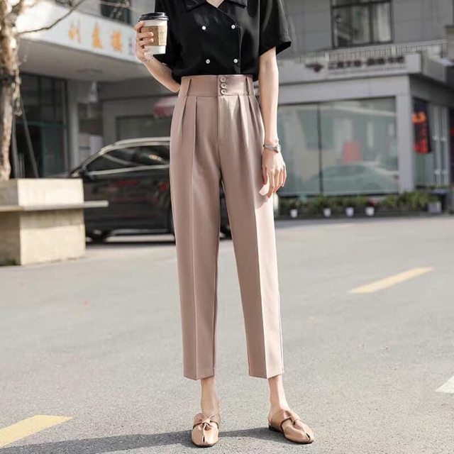 Quần baggy công sở cạp cao 3 cúc