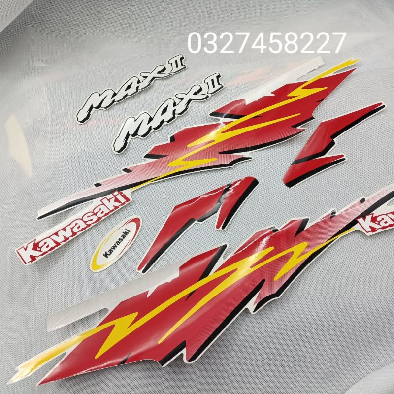 Bộ tem dán xe Max Kawasaki màu đỏ