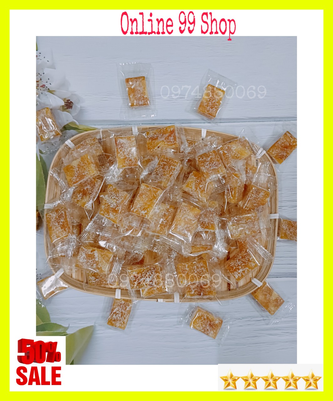 (FREESHIP) 1Kg Kẹo mít phủ cơm dừa sấy giòn BẾN TRE
