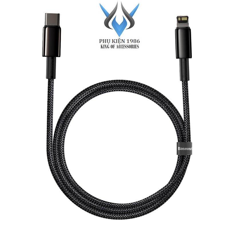 Cáp sạc nhanh và truyền data TypeC to Lightning Baseus Tungsten Gold Metal PD 20W (Đen) - Hãng phân phối chính thức - Nhất Tín Computer